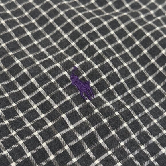 Polo Ralph Lauren Dress Shirt Button-Down Gray White Plaid Classic Fit Men’s Sma - Picture 3 of 5